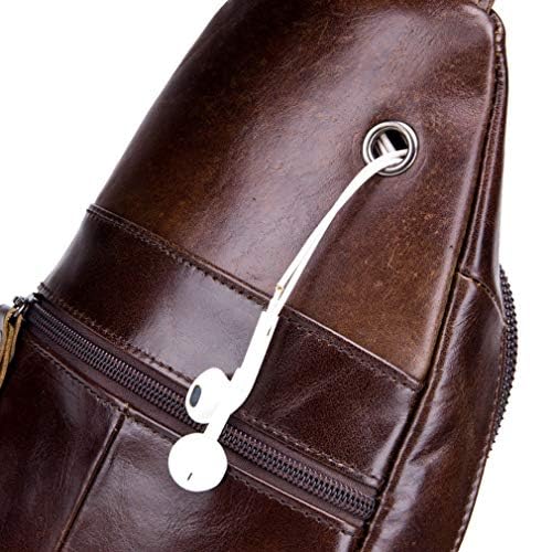 Hebetag Leather Sling Bag Hiking Daypack for Men Women Outdoor Travel Camping Fishing Crossbody Shoulder Chest Pack Backpack, Coffee - color: #09coffee