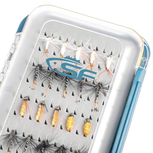 SF Large Waterproof Fly Box For Fly Fishing Double Sided Clear Lid Ice Fishing Jig Head Tackle Box Fly Flies Dry Flies Wet Flies Nymph Streamer Easy Grip Foam - style: Easy Grip Foam-Large