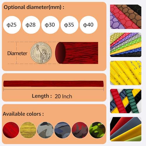 Camo Pattern Heat Shrink for Tennis Rackets & Tool Handles - No Residue, Durable Fit (30mm Diameter, 1.65 ft Length, Gray Camo Color) - color: Red Wood Grain, size: 30mm dia. x 1.65 ft long