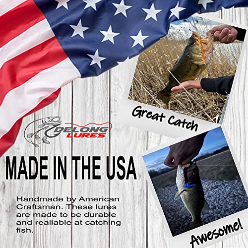 Delong Lures Fishing Lures, Made in America, Pre-Rigged Weedless Bass Lures for Fishing, Segemented Soft Platisc Fishing Bait, Fishing Worm Lure, Fishing Tackle Kit - color: Firetiger