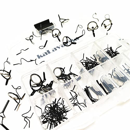 Kalavarma Fly Fishing Rod Repair Guide Kit Classic Fly Rod Wire Loop Fly Tops Sliver,Black,Gun Smoke Color - color: Black