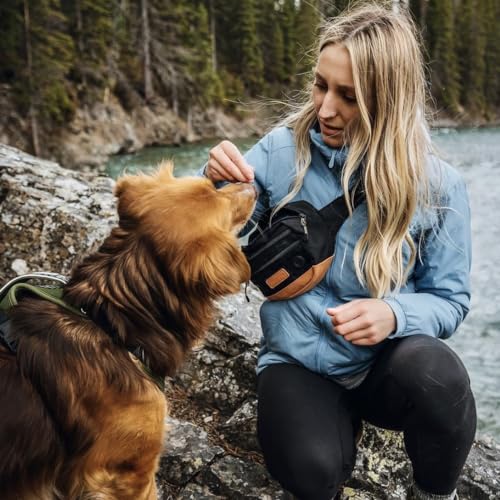 Wilderdog Utility Fanny Pack stores Treats, Balls, Keys in 3 Pockets with adjustable strap and Poop Bag dispenser (Black) - color: Black