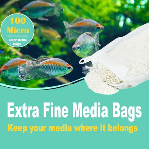 AQUANEAT Aquarium Filter Media Bags 15pcs Fish Tank Extra Fine 100 Micron Mesh Bags with Plastic Zipper for Activated Carbon (3" x 8") - size: 3" x 8"