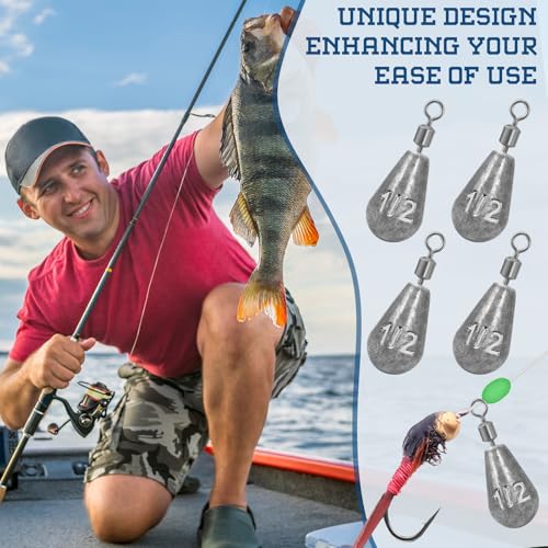 Landhoow Bell Sinkers Weights Casting Swivel Bell Sinkers Fishing Weights Rig for Ocean Saltwater Freshwater Surf Bass Fishing Casting Gear Tackle - size: 1/2oz
