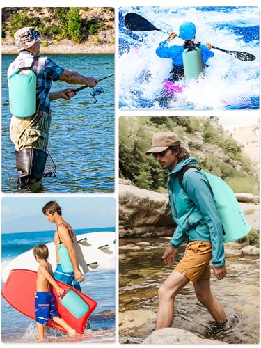 HEETA Waterproof Dry Bag for Women Men, 5L/10L/20L/30L/40L Roll Top Lightweight Dry Storage Bag Backpack with Emergency Whistle for Travel, Kayaking, Boating, Camping, Beach, Cruise Ship Essentials - color: Mint Green, size: 5L