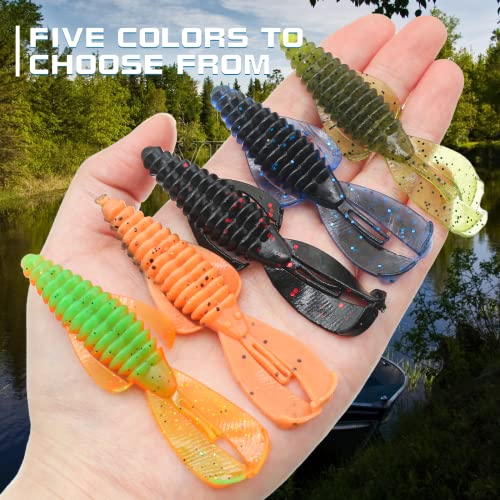 Squid Swimbait Fishing Lures - Tail Octopus Jig Head Glow Soft Plastic Lures - Trout Bass Fishing Baits Kit - color: E-soft worms lures 50pcs 3.15in/0.16oz