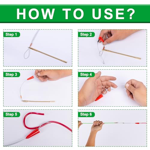 32.5FT Fiberglass Running Electrical Wire Cable Glow Rods Wire Pulling, Fish Tape Set with Accessories, Green