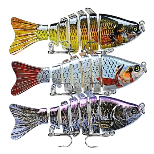 Keenjorika Fishing Lures Multi Jointed Fish Fishing Kits, Slow-Sinking Lifelike Segmented Swimbait Crankbaits, Realistic Swimming Action for Bass, Trout, Pike & Walleye, Freshwater and Saltwater - color: 3 Pack-Style 13