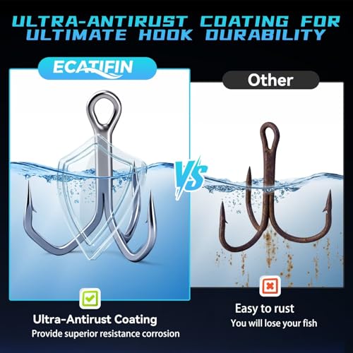 12/50PCS Fishing Treble Hooks for Saltwater Freshwater Fishing Hooks with 3X Strong Replacement Hardbait Size 1/0#1#2#4#6#8#10 - size: #10-50PCS