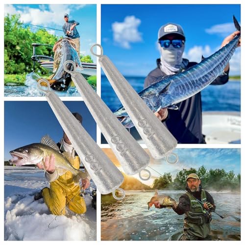 10PCS Fishing Weights Torpedo Sinkers Inline Trolling Sinkers Weights Kit Fishing Sinkers Catfishing Sinkers Saltwater Fishing Torpedo Weights Double Ring Sinkers-1oz(30g) - size: 3.53oz(100g)-4Pcs