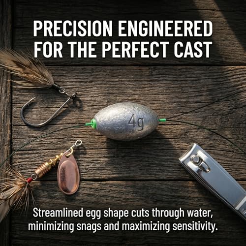 Egg Sinkers Fishing Weights, Oval Slip Sinkers Bullet Lead Fishing Weights for Freshwater Saltwater Tackle Set 1/8oz to 1oz - color: 1oz-30g-10pcs