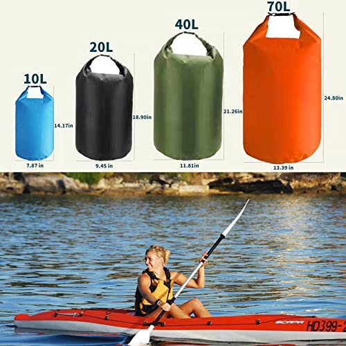CMCOOPLX 10L/20L/40L/70L Waterproof Dry Bags, Lightweight Canoe Storage for Kayaking Rafting Boating Hiking Camping Travel Fishing Sea Swimming - color: Black, size: 20L