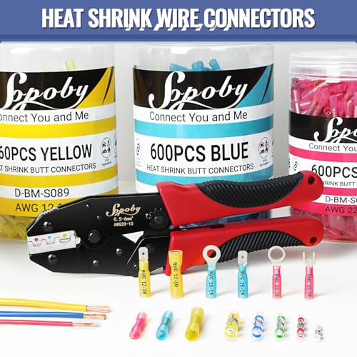 210pcs Heat Shrink Wire Connectors Sopoby 135 pcs Heat Shrink Crimp Butt Connectors Mixed with 75 pcs Solder Seal Wire Connectors 26-10GA Electrical Connectors Waterproof Assorted Wire cnectors Kit