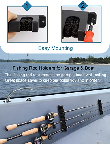 Horizontal Fishing Rod Rack Holders Wall-mounted Fish Pole Holder for Garage & Boat 6-Rod Storage Racks -1 Pair Rod Holder Rod Holder (1 Pair Horizontal Black) - color: 1 Pair Horizontal Black