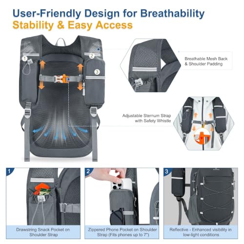 BECOJADDE Hiking Backpack 15L Small Backpack Packable Day pack Water Resistant Lightweight Travel Backpack for Women Men with Shoulder Strap Pockets for Hiking Camping Outdoor, Grey - color: Grey, size: 15L