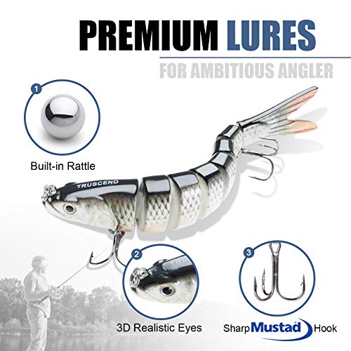 TRUSCEND Swimmax Easy Catch Fishing Lures with BKK Hooks, Wiggling, Vibrating, Rattling and Gurgling for More Bites, Heavy-Duty Dyneema Fiber Jointed Swimbaits for Bass, Trout, Crappie, Walleye, Pike - color: B-4",0.4oz