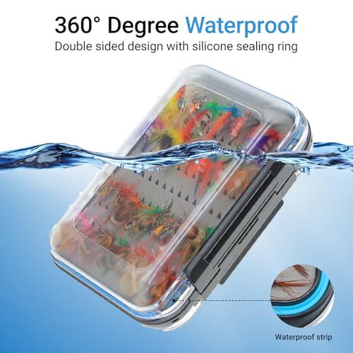 Fly Fishing Kit with Tackle Dry/Wet Fly Handcrafted Lures, Streamer for Trout, Bass, Salmon - color: 64pcs-d