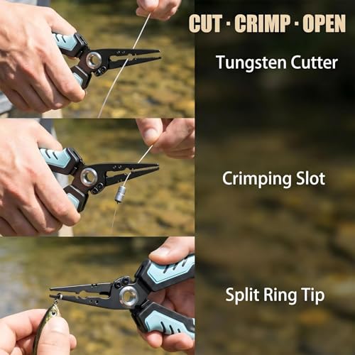 Multi-Functional Stainless Steel Fishing Pliers, Saltwater Fishing Pliers Fishing Tools, Hook Remover & Line Cutter with Non-slip Handle, for Fly Fishing, Ice Fishing, Fishing Gear, Gifts for Men (C) - color: C