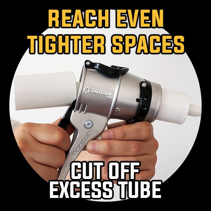 SILIGUN™ PRO Compact 24:1 Caulking Gun - No Drip Caulk Gun - Patent Design - Lightweight Aluminum Frame - Works with all 10 oz Tubes (SILIGUN PRO Scraper Kit) - color: Siligun Pro Scraper Kit