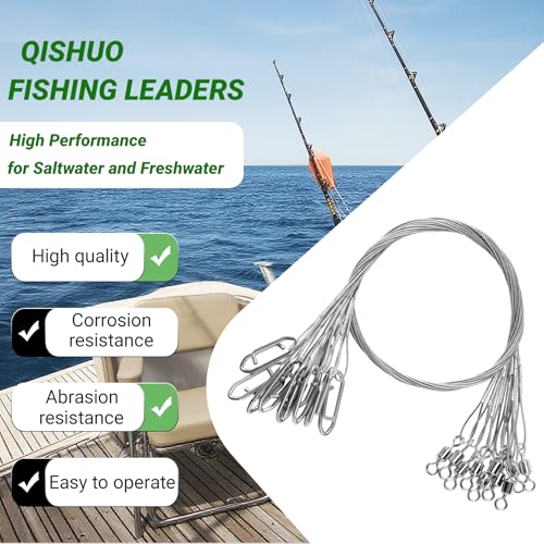 QISHUO Heavy Steel Fishing Leader Saltwater High Strength Wire Leader Line Bait Freshwater Fishing Leaders Stainless White Nickel - size: Size #3 (9.8in-40lb) 30pcs
