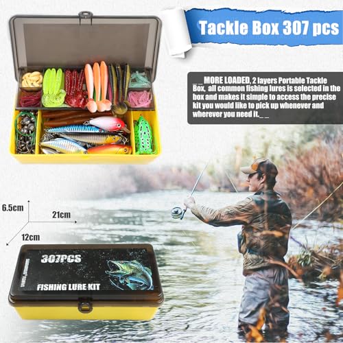 EXAURAFELIS Fishing Gear Fishing Lures All-in-one Tackle Box Minnow Crankbait Spinnerbaits VIB Jigs Hooks Paddle swimbaits Frog Lure Spoon Sinking Lure for Bass Trout Walleye Redfish