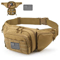 Tactical Fanny Pack Gun Holster Concealed Carry Pistol Military Tactical Waist Bag Waterproof Molle EDC Pouch with USA Flag Patch - color: Tan