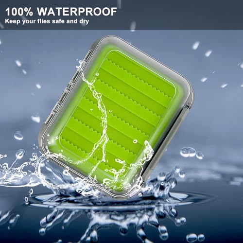 Aventik Silicone Fly Fishing Box Jig Box Waterproof Streamer flies Case Double Sided Clear Lid Storage Lure Case Saltwater Freshwater (SA:4.96x4x1.76inch) - style: SA:4.96x4x1.76inch