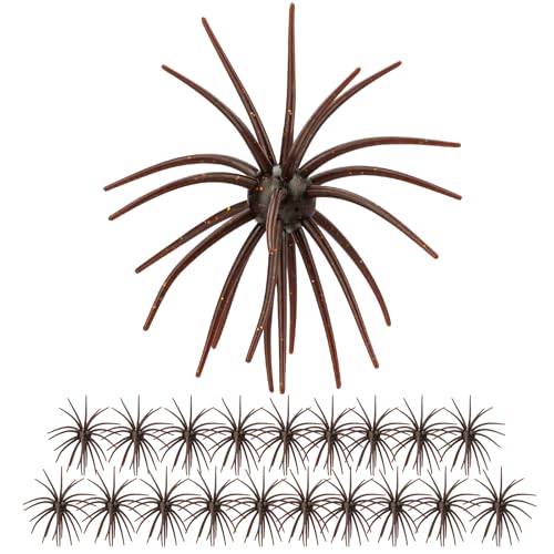 QualyQualy Urchin Bait for Bass Fishing, Floating TPE Creature Lures - 2.5'' / 3.6''/ 4'' /5.1'' Multi-Tentacle Soft Plastic Bait for Bass, Walleye, Pike - color: #04 Dark Browm, size: XS-20pcs