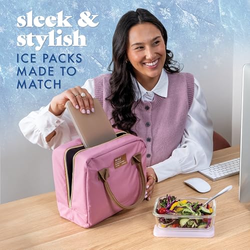 Cool Coolers by Fit & Fresh 4 Pack XL Slim Ice Packs, Quick Freeze Space Saving Reusable Ice Packs for Lunch Boxes or Coolers - color: Multi Pastel (4 Pack)