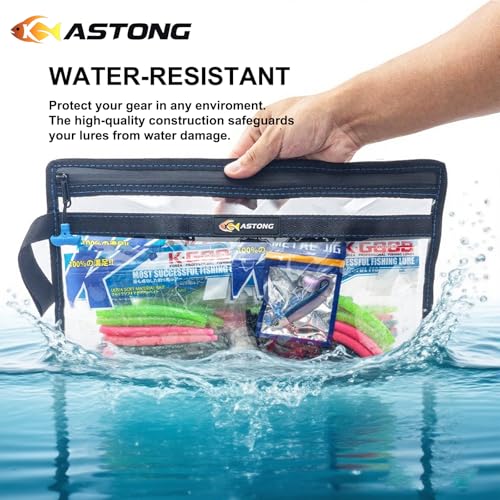 2 Layer Water-resistant Fishing Bait PVC Clear Storage Bag BaitShield Tackle Bag Storage for Bait Tackle Lures Soft Plastics and Fishing Gear Large Capacity 2 Size (1Pc Medium+1Pc Large)