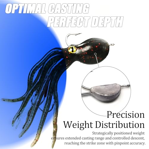 Soft Fishing Lures Shad Minnow Swimbaits, Pre-Rigged Jig Heads Paddle Tail Swim Baits for Bass, Trout, Walleye, Crappie, Sinking Jigs Bait for Saltwater Freshwater, Fishing Gifts for Men - color: C1-5pcs Soft Octopus Swimbait