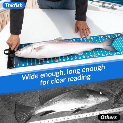 THKFISH 53in Fish Ruler with Measuring Board, Portable Waterproof Folding Fishing Ruler Fish Measuring Tape for Boat, Kayak, Coolers, Yacht and Workbench (Blue) - color: Blue