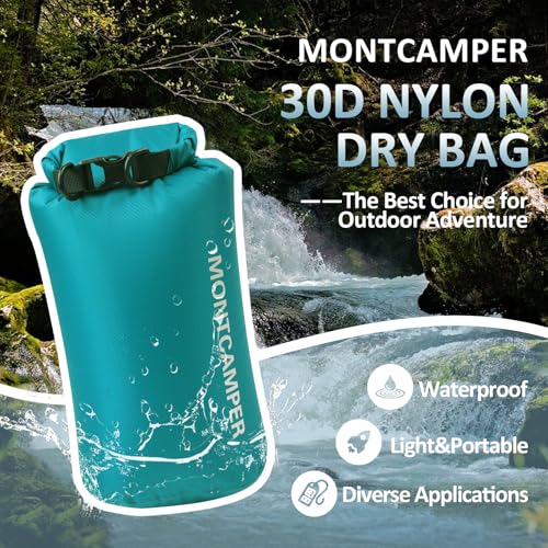 Waterproof Dry Bag 5L – 30D Nylon Roll Top Dry Sack with PU Coating, Lightweight Water-Resistant Storage for Kayaking, Camping, Hiking, Fishing & Beach (Turquoise Blue) - color: Turquoise blue, size: 5L