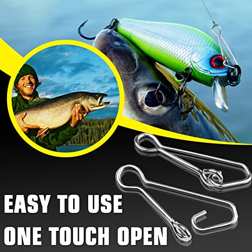 AMYSPORTS Line Connector Fishing Snap Stainless High Strength Snaps Swivels Saltwater Quick Change Fishing Snap Clip Freshwater - color: White, size: Size 2 (61lb) 100 pcs