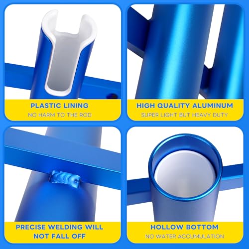 Aluminium Fishing Rod Holders for Boat, Wall-Mounted Fishing Pole Roof Rod Rack,Surf Fishing Rod Holder for Truck, Boats & Yacht - color: 4 Tubes Blue