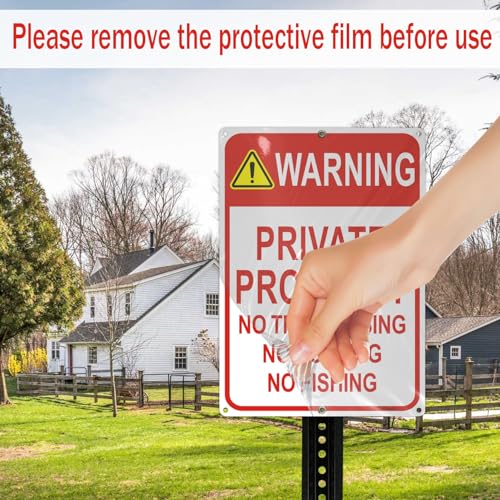 2 Pack Warning - Private Property, No Trespassing, No Hunting Sign 10x14 Inches Reflective Aluminum Signs for Warning No Hunting Fishing Indoor Outdoor - style: 2 Pack-10"x14"