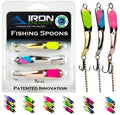 IRON DECOY Spoon Fishing Lures 3-Pack, Multi-Species Metal Spoons for Trout, Walleye, Bass, Salmon, Pike, Ice Fishing & Trolling, Vibrating Spoon Lure Kit - color: Trout, 1/10 oz