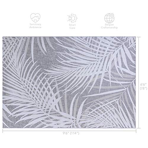 Gertmenian Indoor/Outdoor Flatweave Area Rug - 6x9 Medium, Stain & UV Resistant, Ideal for Deck, Patio, Poolside, Mudroom - Royal Palm Leaf, Gray, 22213 - color: Royal Palm Leafs Gray, size: 6'6" x 9'6" (Rectangular)