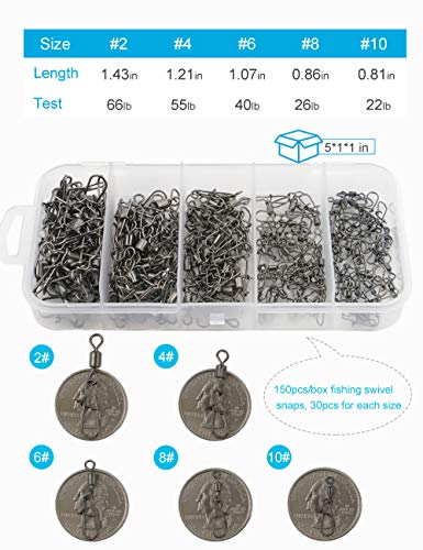Fishing Swivels Snaps Set, Rolling Bearing Swivel with Duo Lock Snap Connector for Saltwater Freshwater Fishing