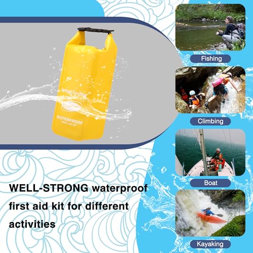 Boat First Aid Kit with Survival Tools, 123pcs Waterproof Emergency Marine Kit with Buckles, Compact Boat Safety Accessories for Fishing Kayaking Boating Camping Rafting Beach Yellow - color: Ws014-yellow