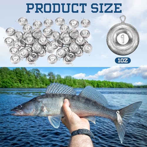 24 Pieces Fishing Disc Sinkers Weights Disc Sinker Fishing Sinkers Weights for Saltwater Catfishing Trolling Surf Tackle - size: 1 oz