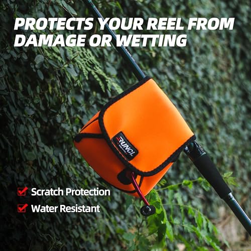 RUNCL Spinning Reel Bag – Protective Storage Pouch for Baitcasting Reels & Spinning Reels, Lightweight & Durable, Ideal for Freshwater & Saltwater Fishing Trips (orange& Black) - color: S-orange& Black