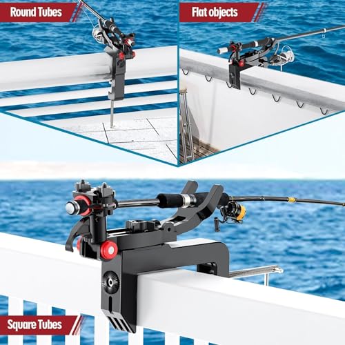 Heavy Duty fishing Rod Holders for Bridge, Clamp Fishing Pole Holders | 360° Adjustable,Quick-release Detachable Head | Offshore&Inshore Fishing Boat Gear | Fits All Boat,Fishing gifts for men