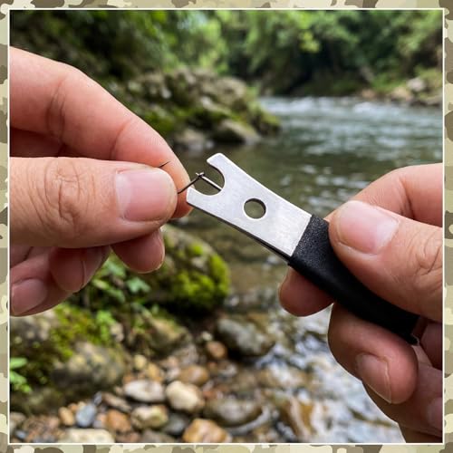 Therwen 2 Pcs Black Fly Fishing Nipper with Fishing Line Clippers with Hook Eye Cleaner Pin Stainless Steel Cutting Tool Line Cutter Nipper Multi Functional Accessories
