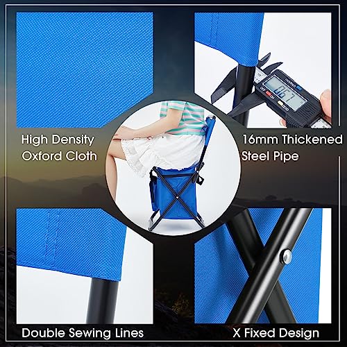 Jerify 2 Pcs Fishing Chair with Cooler Bag Multi-Function Foldable Compact Fishing Stool Hunting Chair Portable Backrest Stool with Folding Backpack for Finishing Camping Hunting Travel(Blue) - color: Blue