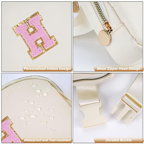 Uygafly Birthday Gifts for 4 5 6 7 8 9 10 11 12 13 Year Old Girl,Gift for Teen Girls Kids Toddler,Personalized Initial Fanny Pack Purse Crossbody Bag Belt Bag Cute Trendy Stuff | Cream,H - color: Cream, style: H