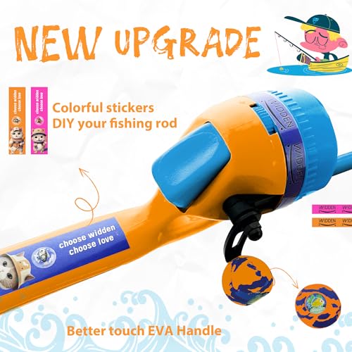 Kids Fishing Pole, Telescopic Fishing Rod, Toddler Collapsible Fishing Rod and Reel Combo with Tackle Box, Fishing Line, Bobber, and Soft Lures for Boy, Girl, Youth, Beginner, Over 4 Years Old - color: Sunny Orange & Sky Blue