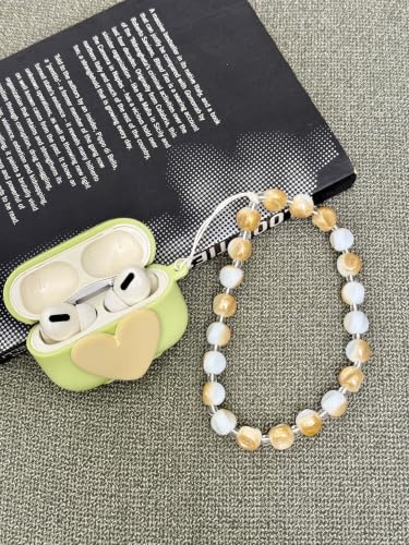 Beaded Phone Lanyard Wrist Strap Phone Charms Fixed Beads Pearl Chain - color: PC-hdj-4