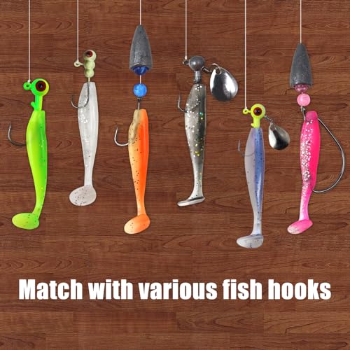 MAFIMOEA 50 Pcs Soft Fishing Lures Plastic Paddle Tail Swim Baits Kit for Bass Trout Walleye Crappie 5 Mixed Colors Fishing Soft Plastic Lure Kit 5.5CM - color: Blue