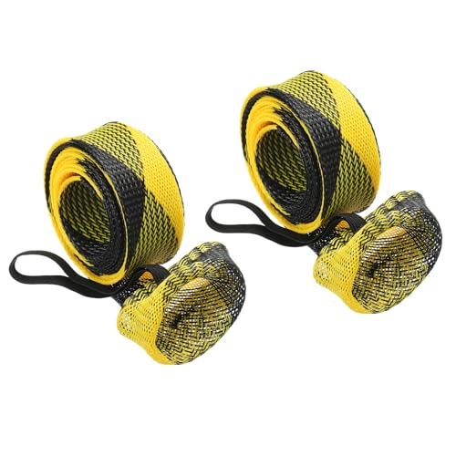 PATIKIL Rod Sock, Fishing Rod Sleeve Cover Braided Mesh Pole Protector Gloves Fishing Tools Pointed End for Spinning Fishing Rod Fly Rod Ice Rod Casting Rod - color: Black Yellow, size: 67 Inch